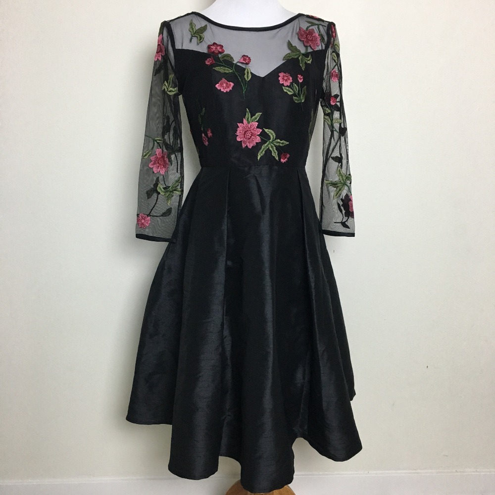 eShakti Floral Embellished Midi Dress Sz Small